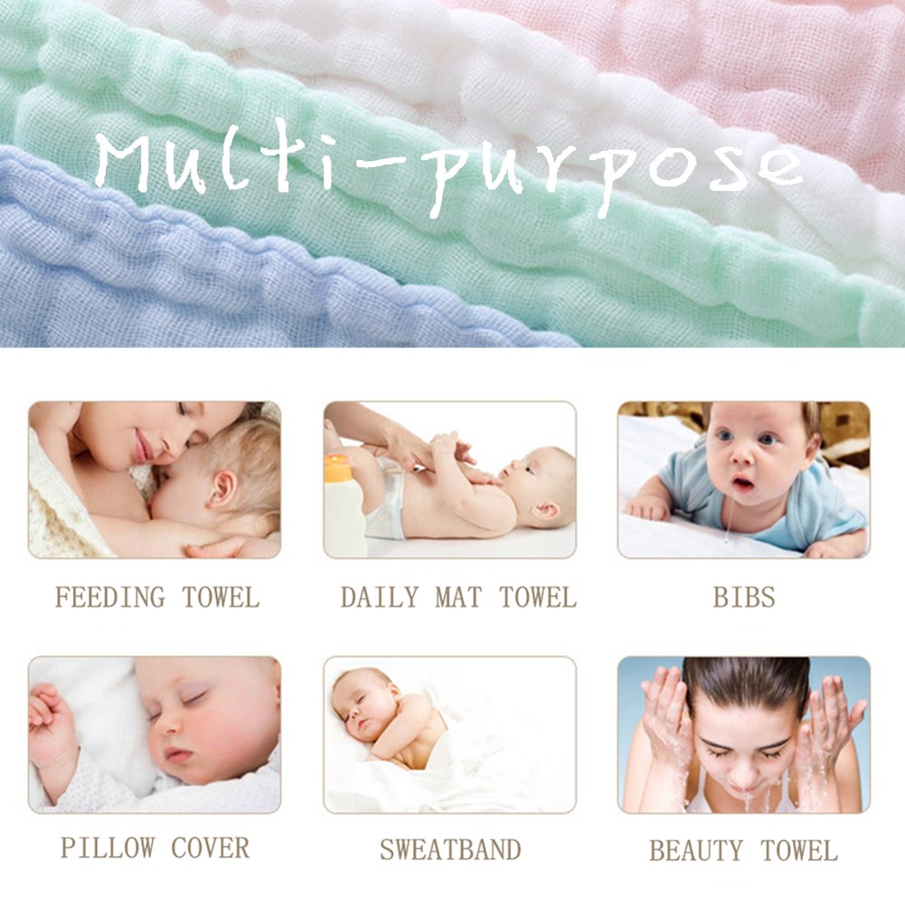MUKIN Baby Muslin Washcloths - Natural Muslin Cotton Baby Wipes - Soft Newborn Baby Face Towel and Muslin Washcloth for Sensitive Skin- Baby Registry as Shower , 5 Pack 12x12 inches - Image 5